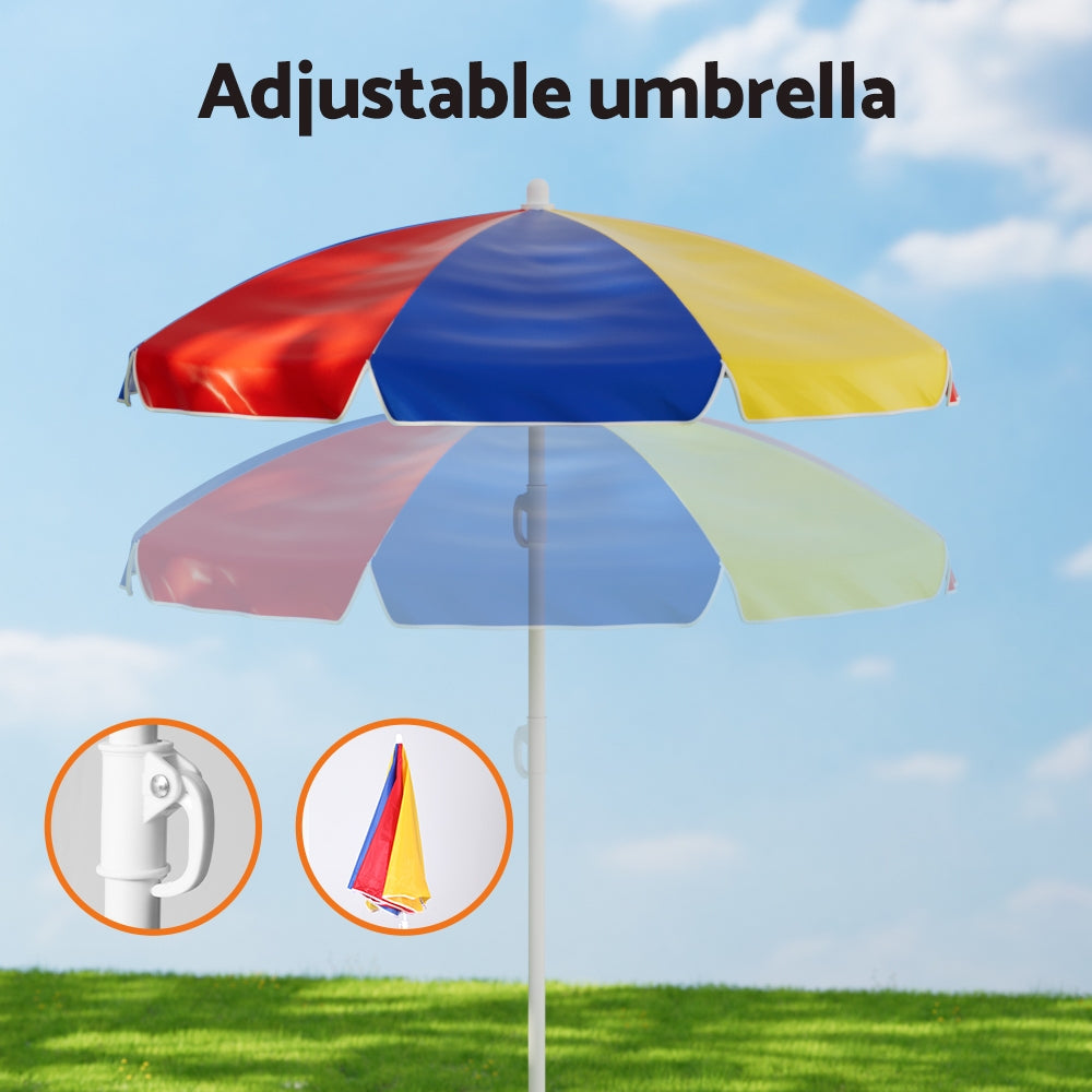 Keezi Kids Outdoor Table and Chairs Set Picnic Bench Umbrella Children Indoor-4