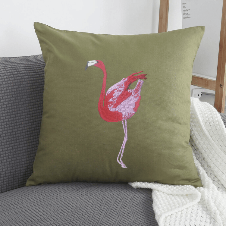 Cushion Covers- Flamingo Embroidery-3