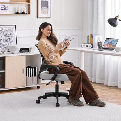 Two Pack Ergonomic Mesh Office Chairs With Lumbar Support And Adjustable Height Swivel Rolling Task Chairs Grey-1