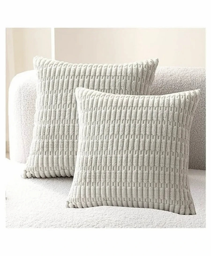 Corduroy Cushion Cover | Soft Plush Cushion Cover | 45x45cm | Light Grey Cushion Cover-3