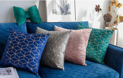 Gold Printing Pattern Velvet Cushion Covers-0