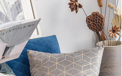 Gold Printing Pattern Velvet Cushion Covers-4