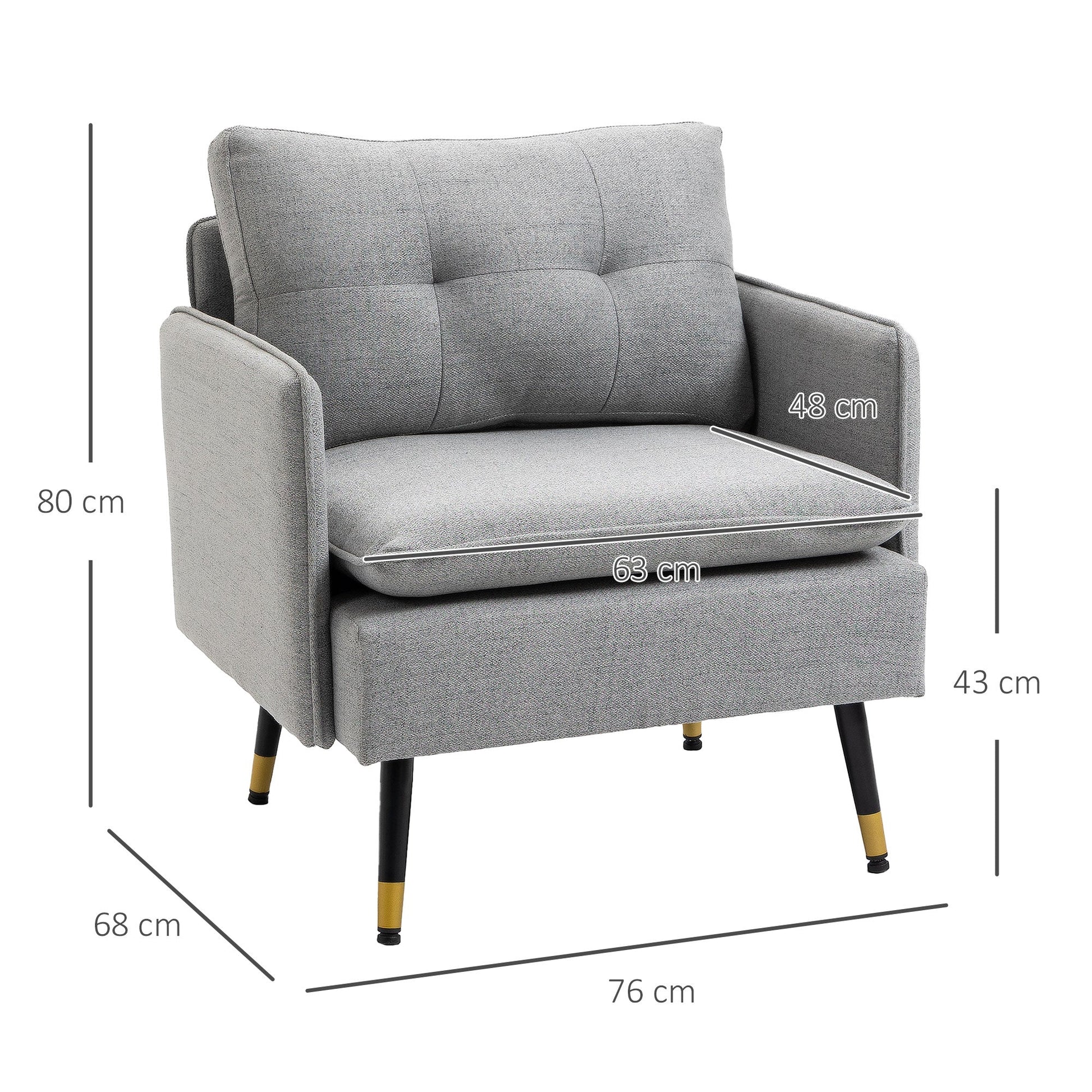 Modern Upholstered Accent Chair with Button Tufting - Grey-2