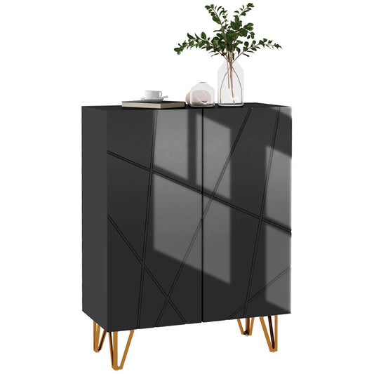 Narrow Shoe Storage Cabinet with Soft-Close Hinges and Adjustable Shelves for 15-20 Pairs of Shoes, Black | HOMCOM-0