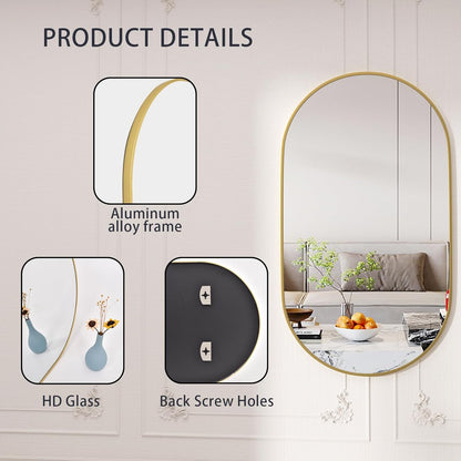 Oval Mirrors,Oval Bathroom Mirrors,20X28 Gold Mirror for Wall,Wall Mirror,Bathroom Mirrors for over Sink(Gold)-3