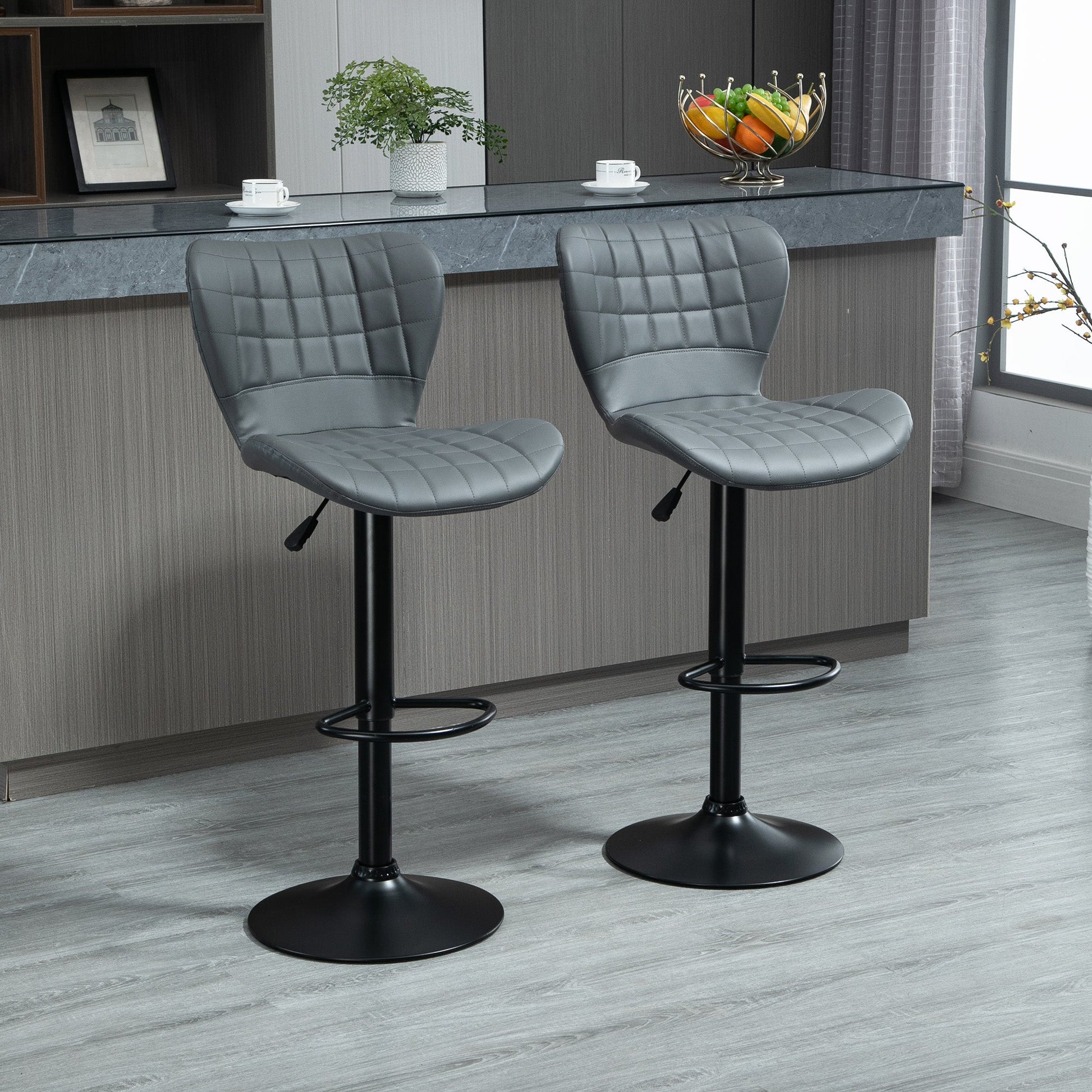 Adjustable Height Swivel Bar Stools Set of 2 - Grey-1