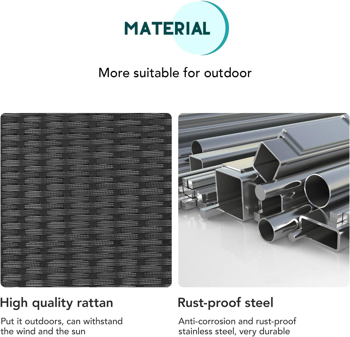 3 Piece Outdoor Patio Furniture Set With 2 Rattan Chairs And Blue Cushions For Porch And Garden-4