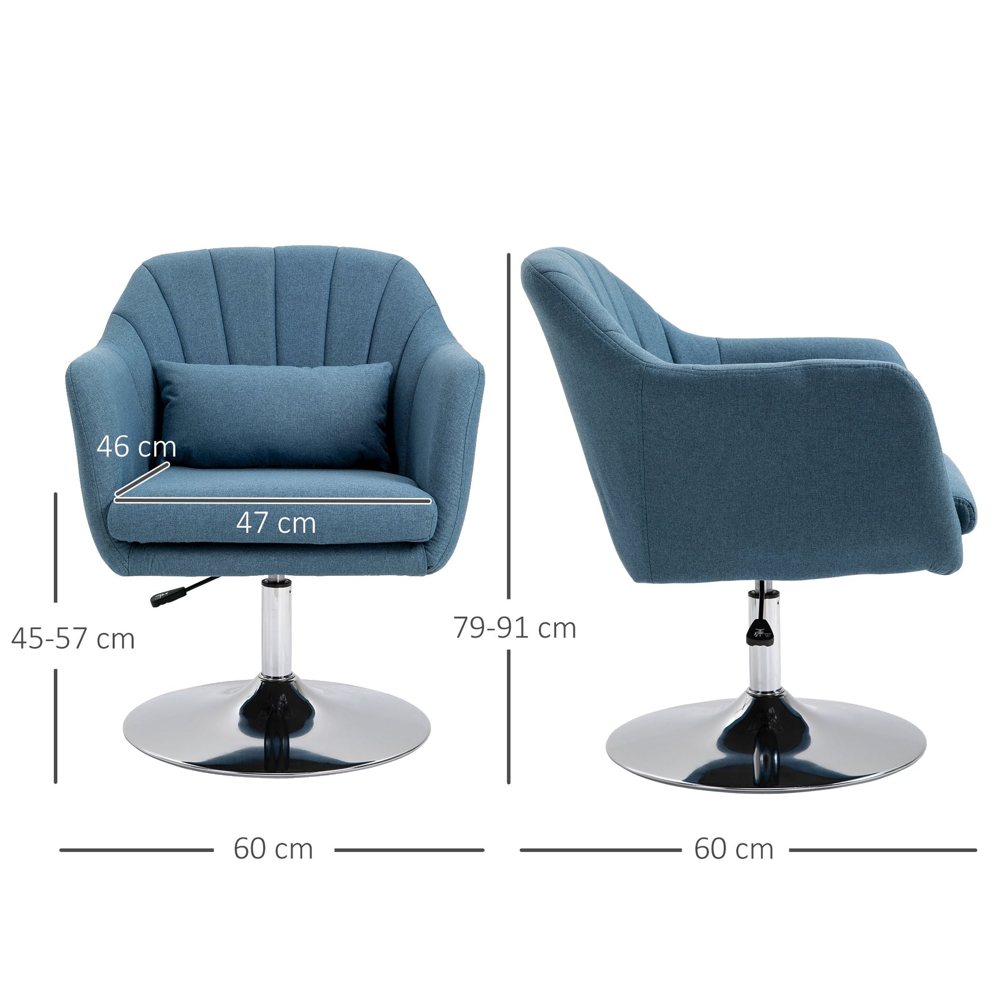 Retro Swivel Accent Chair with Adjustable Height and Lumbar Support - Beige-2