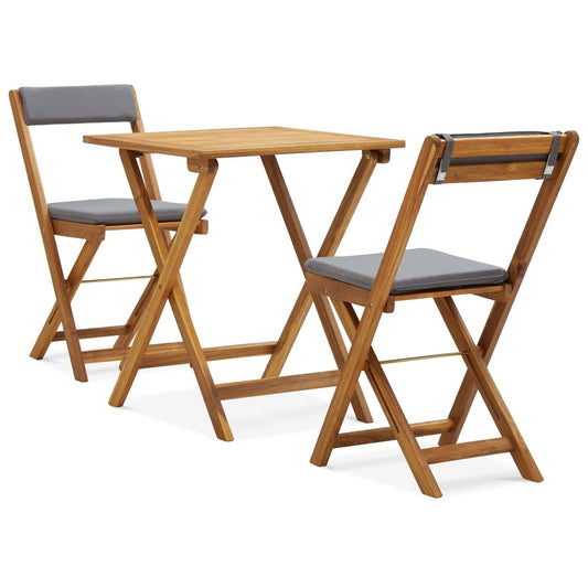 vidaXL Patio Bistro Set 3 Piece Folding Table and Chairs Solid Acacia Wood-0