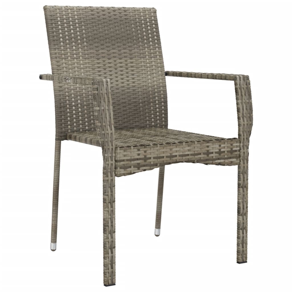 NNEVL Garden Chairs with Cushions 4 pcs Poly Rattan Grey-2
