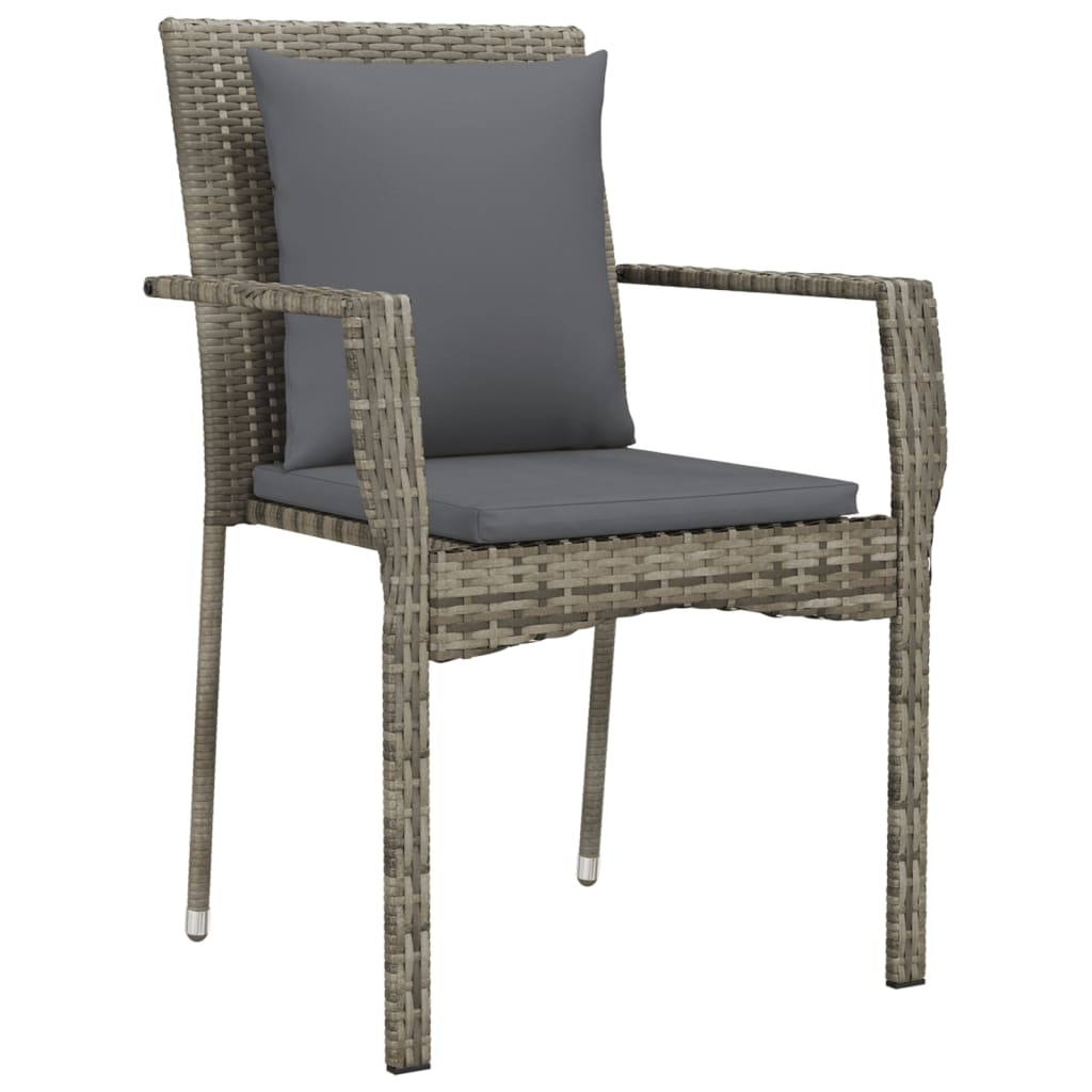 NNEVL Garden Chairs with Cushions 4 pcs Poly Rattan Grey-3