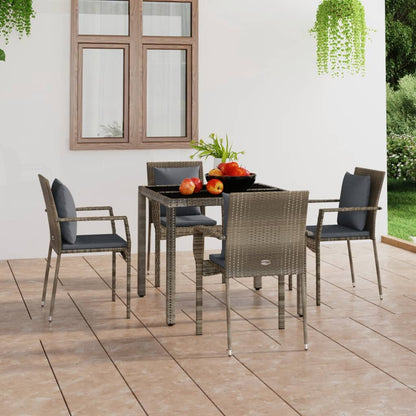 NNEVL Garden Chairs with Cushions 4 pcs Poly Rattan Grey-0