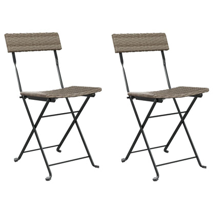 NNEVL Folding Bistro Chairs 2 pcs Grey Poly Rattan and Steel-1