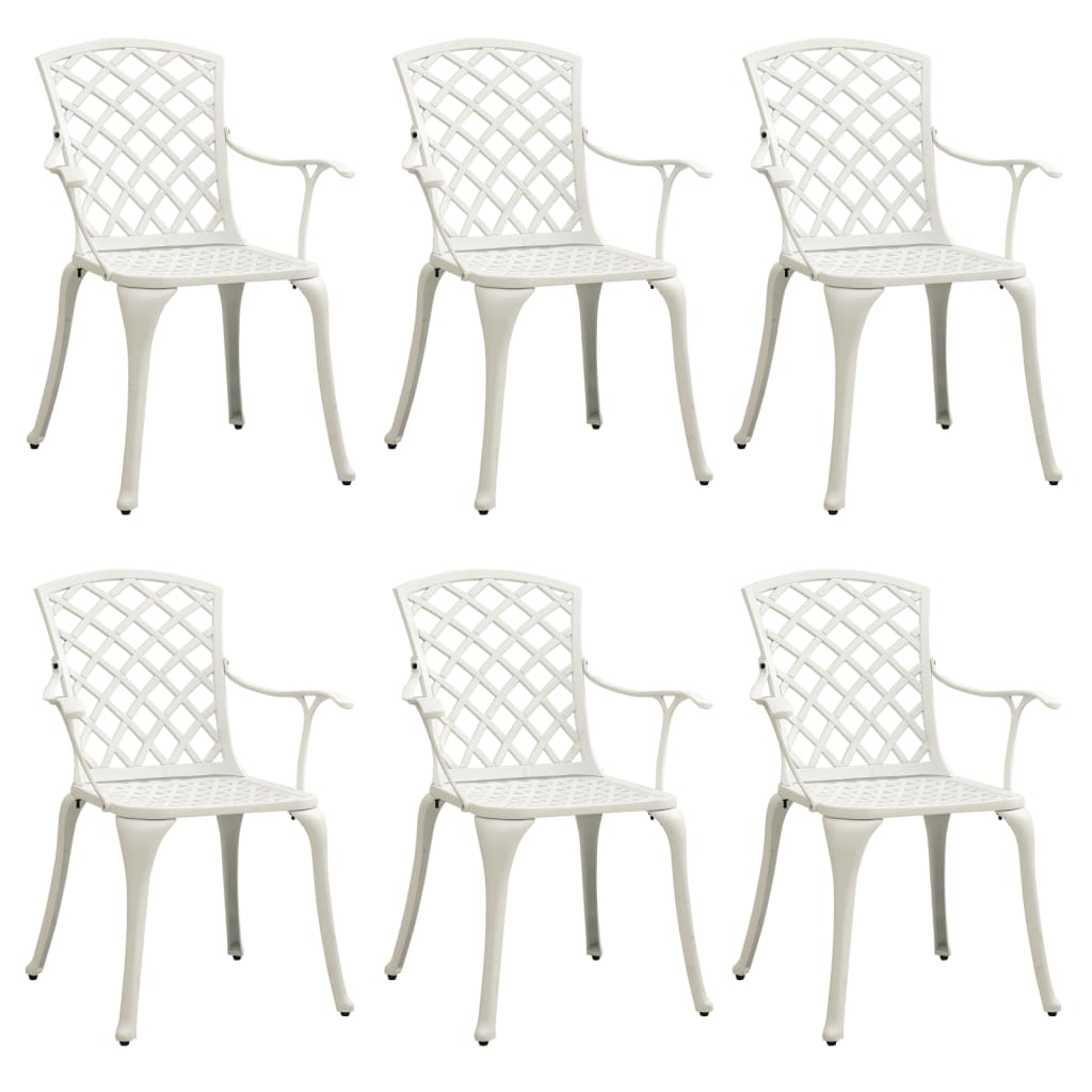 NNEVL Garden Chairs 6 pcs Cast Aluminium White-1