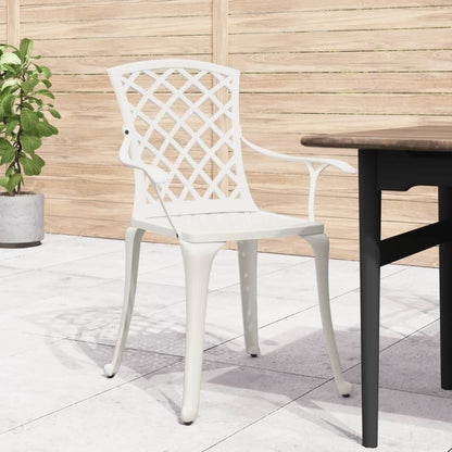 NNEVL Garden Chairs 6 pcs Cast Aluminium White-2