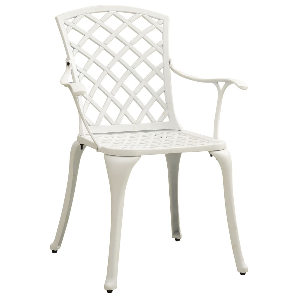 NNEVL Garden Chairs 6 pcs Cast Aluminium White-3