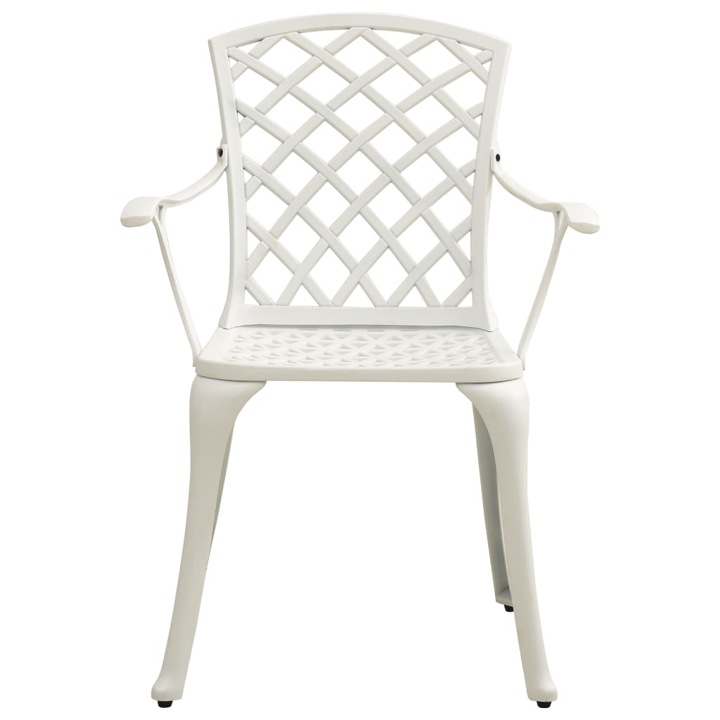 NNEVL Garden Chairs 6 pcs Cast Aluminium White-4