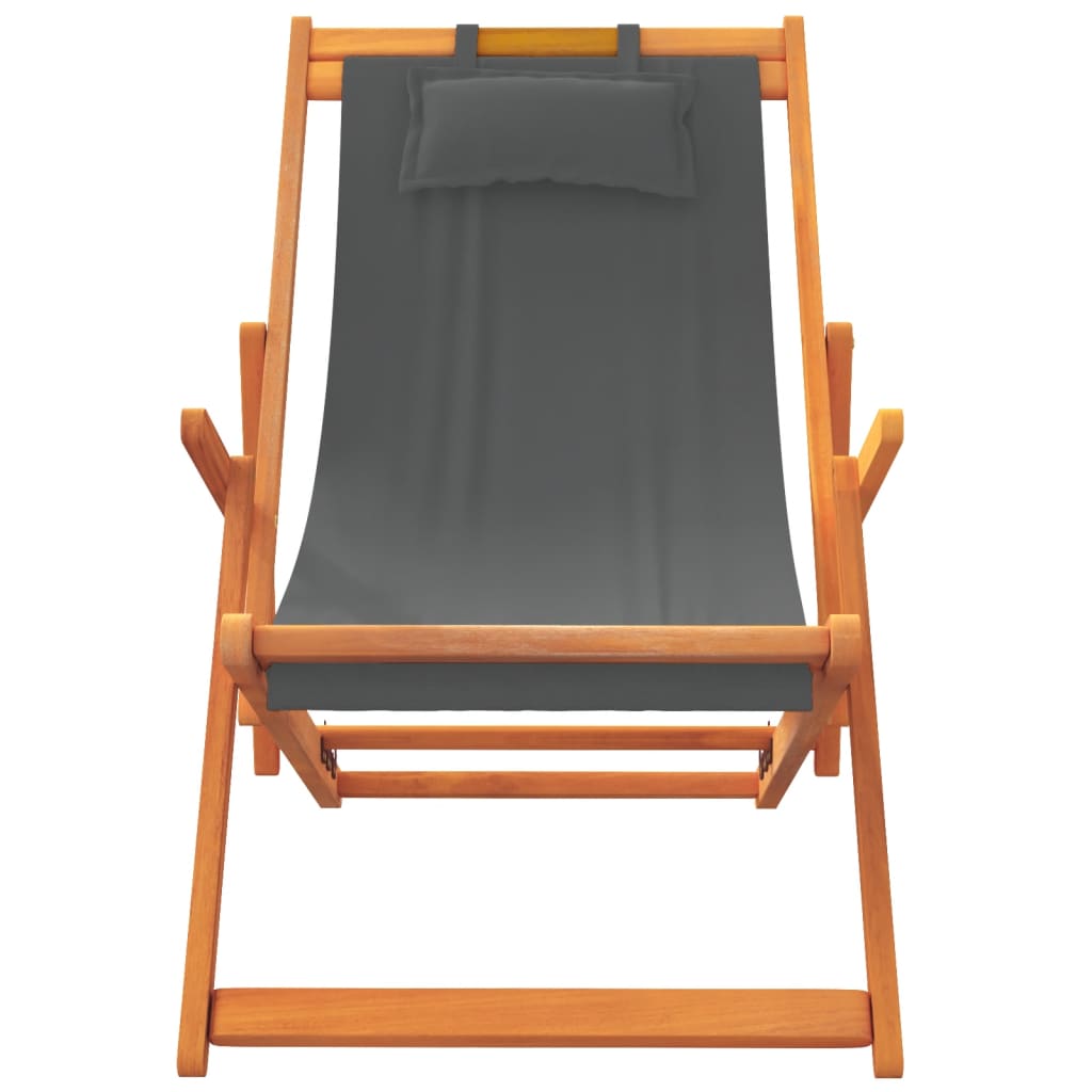 vidaXL Folding Beach Chairs 2 pcs Gray Fabric-3