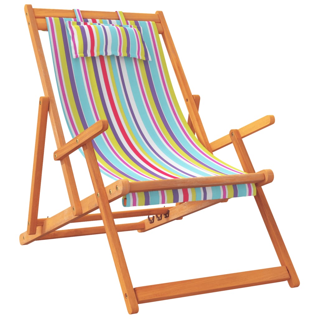 vidaXL Folding Beach Chairs 2 pcs Multicolor Fabric-2