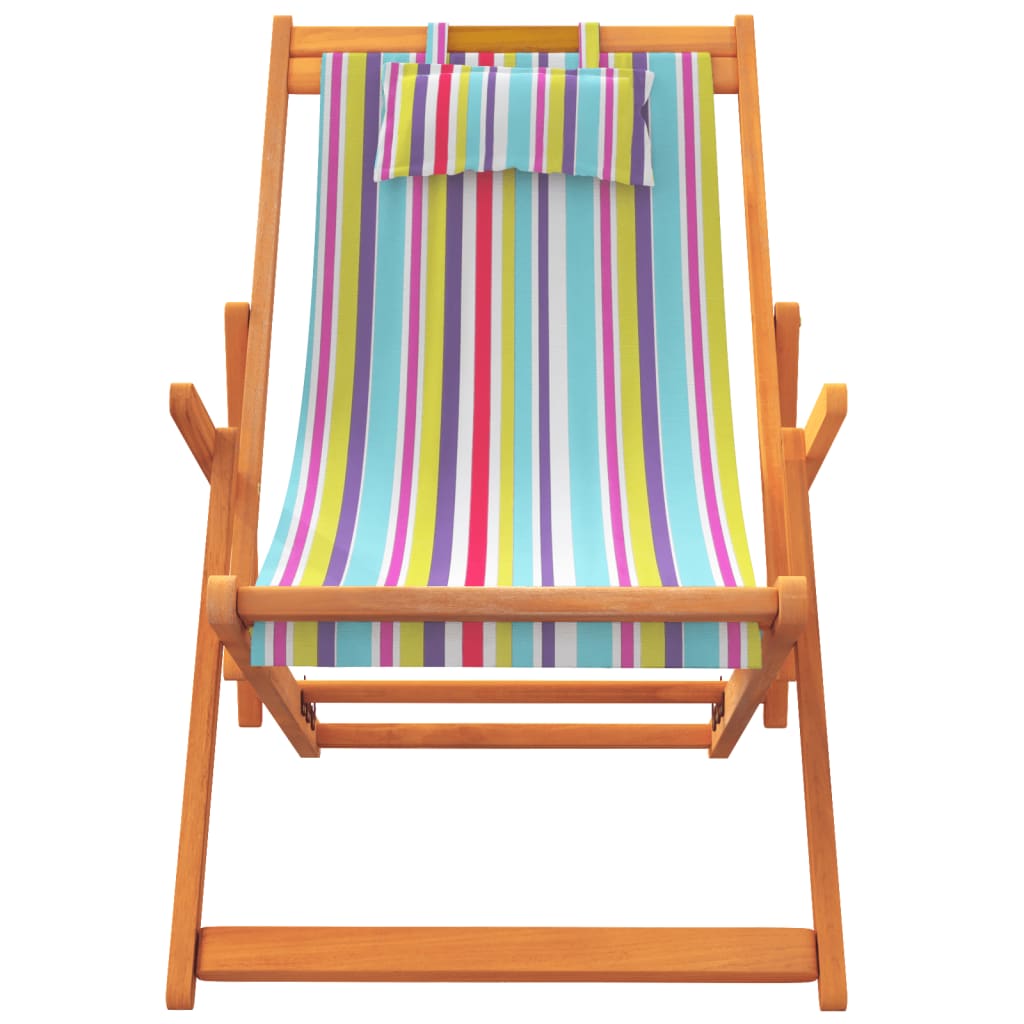 vidaXL Folding Beach Chairs 2 pcs Multicolor Fabric-3