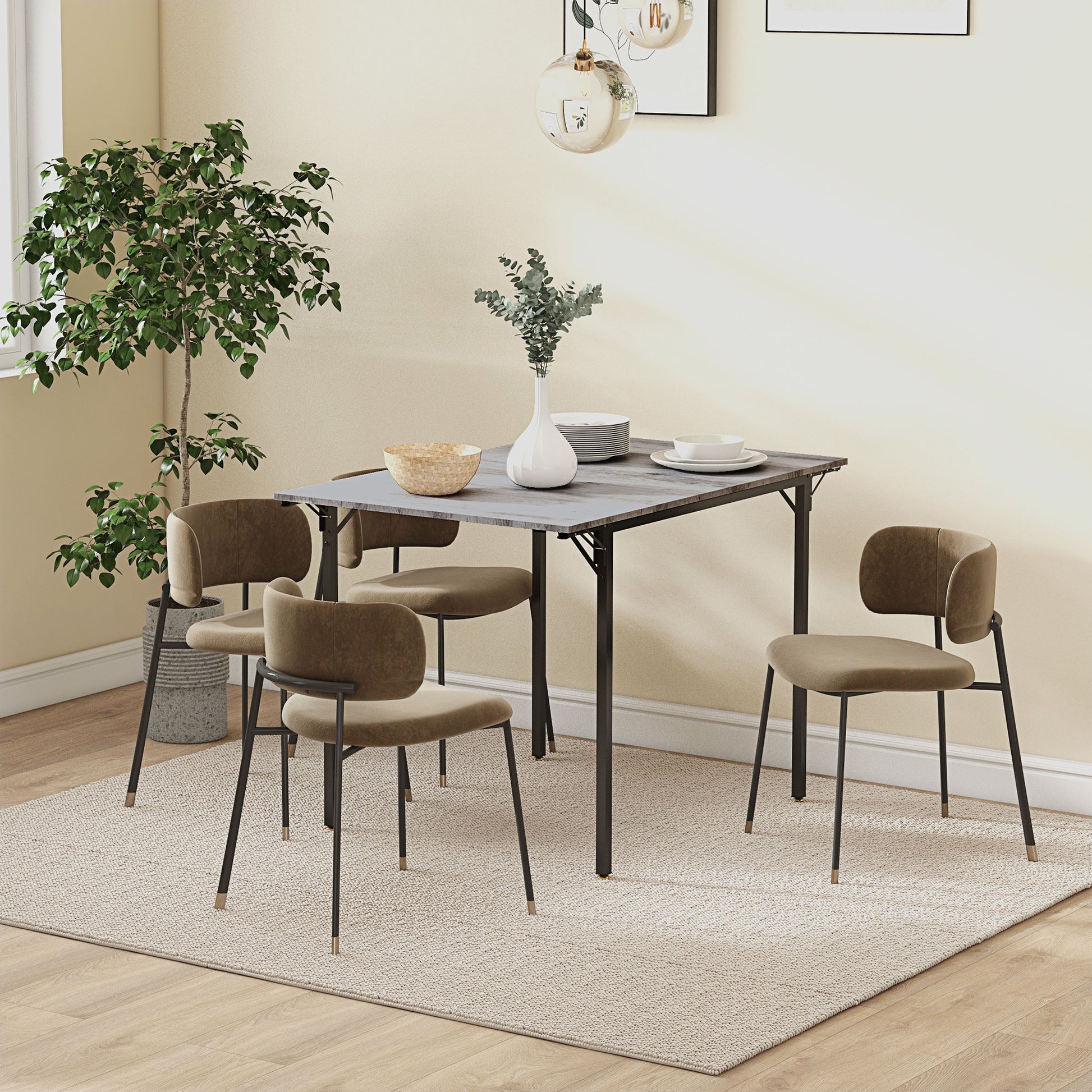 HOMCOM Folding Kitchen Table, Drop Leaf Dining Table, Extendable Kitchen Table for 2-4 People in Grey-6