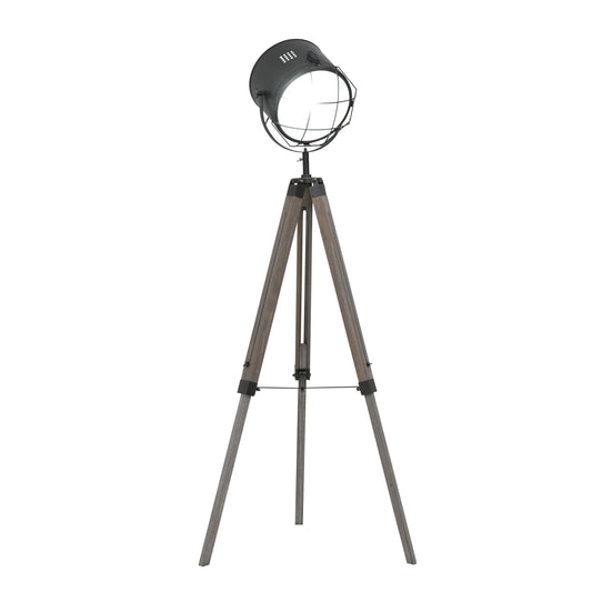 Industrial Style Tripod Floor Lamp for Living Room Bedroom, Vintage Spotlight Reading Lamp with Wooden Legs E27 Base-0