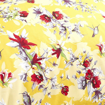 DaDa Bedding Sunshine Yellow Hummingbirds Floral Duvet Cover Set w/ Pillow Cases (JHW-925)-4