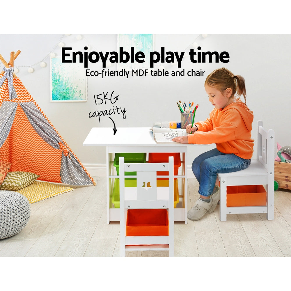Keezi 3PCS Kids Table and Chairs Set Children Furniture Play Toys Storage Box-3