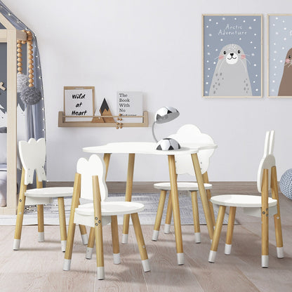 Keezi 5PCS Kids Table and Chairs Set Children Activity Study Play Desk White-0