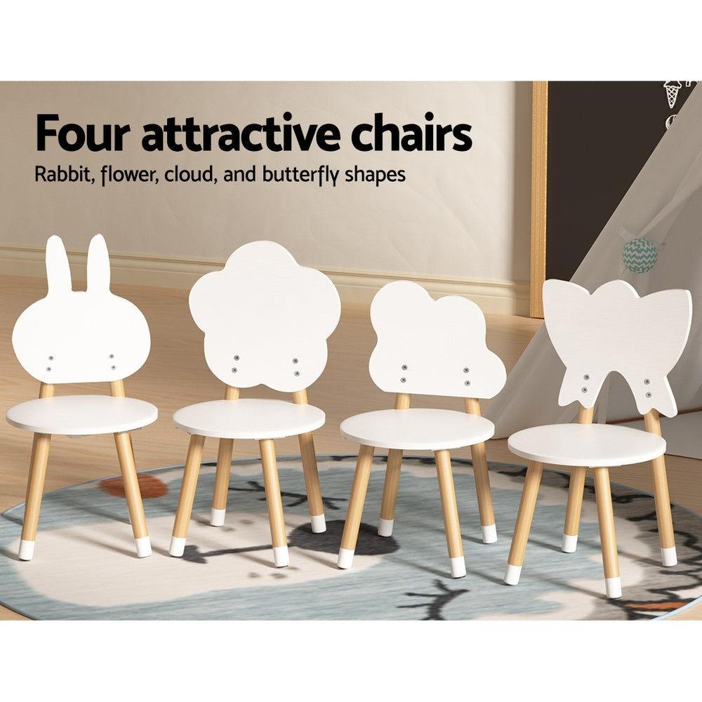 Keezi 5PCS Kids Table and Chairs Set Children Activity Study Play Desk White-4