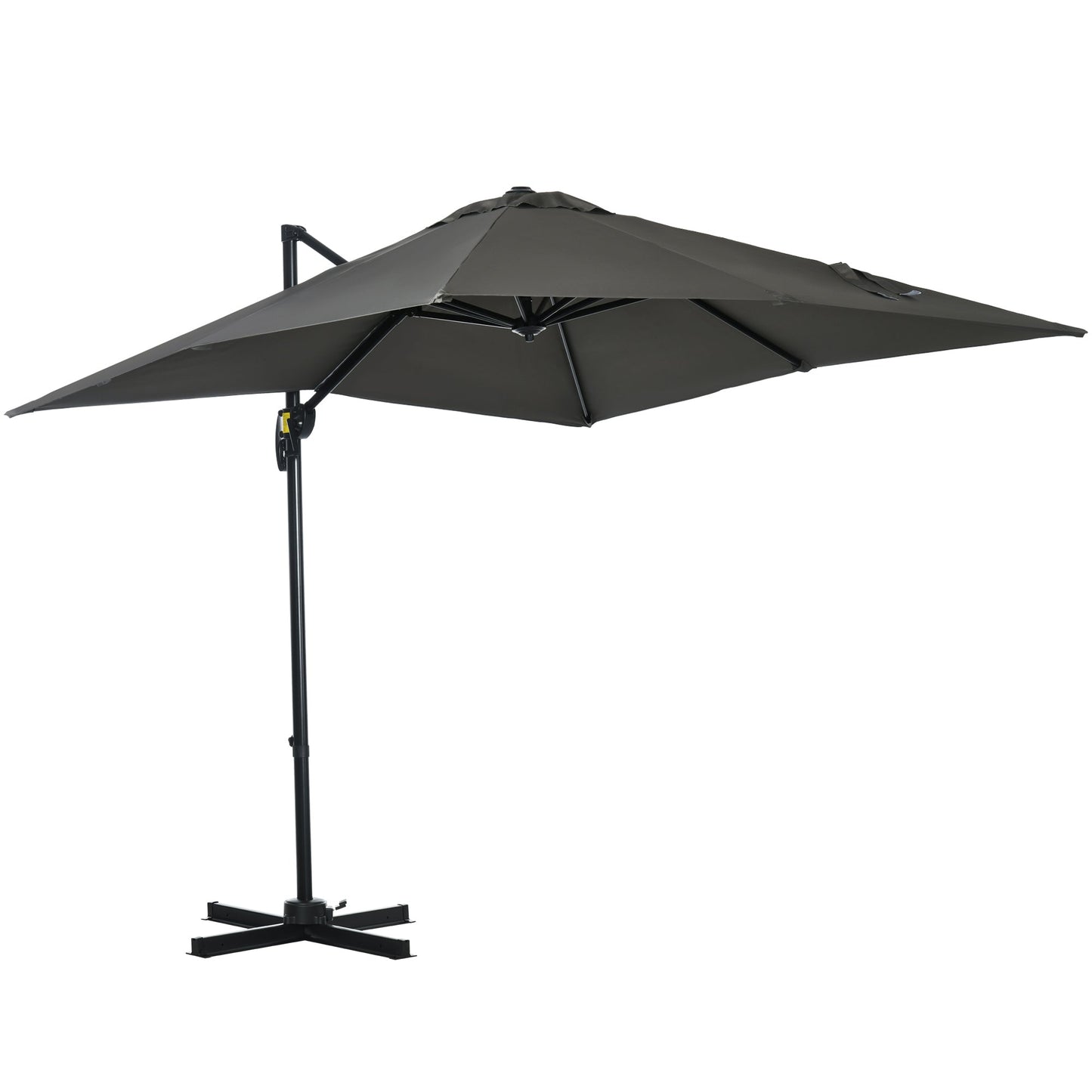 2.5 x 2.5m Cantilever Patio Parasol with Crank Handle and Cross Base - Grey-0