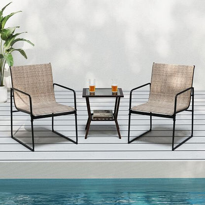 Outdoor Dining Chairs Set of 4 Patio Furniture Chair with Breathable Seat and Backrest-Brown-0