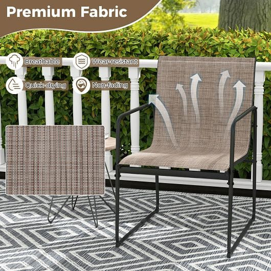 Outdoor Dining Chairs Set of 4 Patio Furniture Chair with Breathable Seat and Backrest-Brown-3
