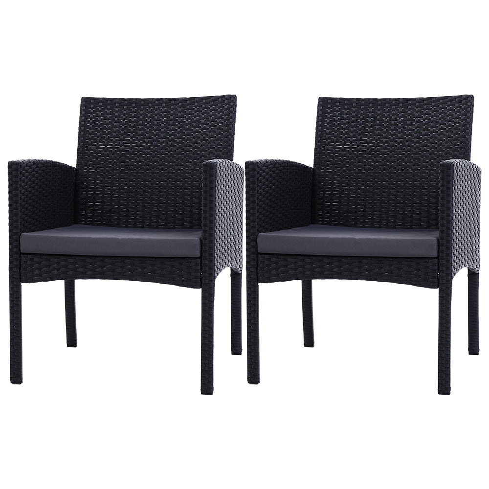 NNEDSZ Set of 2 Outdoor Bistro Chairs Patio Furniture Dining Chair Wicker Garden Cushion Gardeon-0
