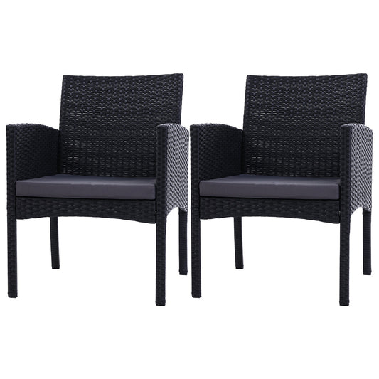 NNEDSZ Set of 2 Outdoor Bistro Chairs Patio Furniture Dining Chair Wicker Garden Cushion Gardeon-0