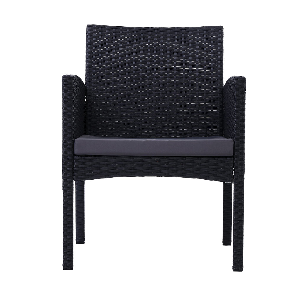 NNEDSZ Set of 2 Outdoor Bistro Chairs Patio Furniture Dining Chair Wicker Garden Cushion Gardeon-1