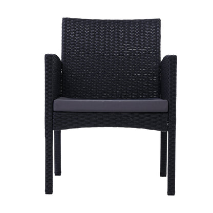 NNEDSZ Set of 2 Outdoor Bistro Chairs Patio Furniture Dining Chair Wicker Garden Cushion Gardeon-1