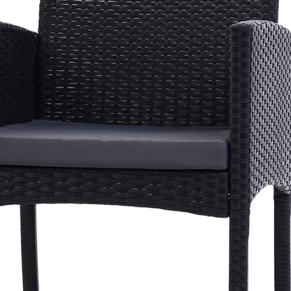NNEDSZ Set of 2 Outdoor Bistro Chairs Patio Furniture Dining Chair Wicker Garden Cushion Gardeon-2