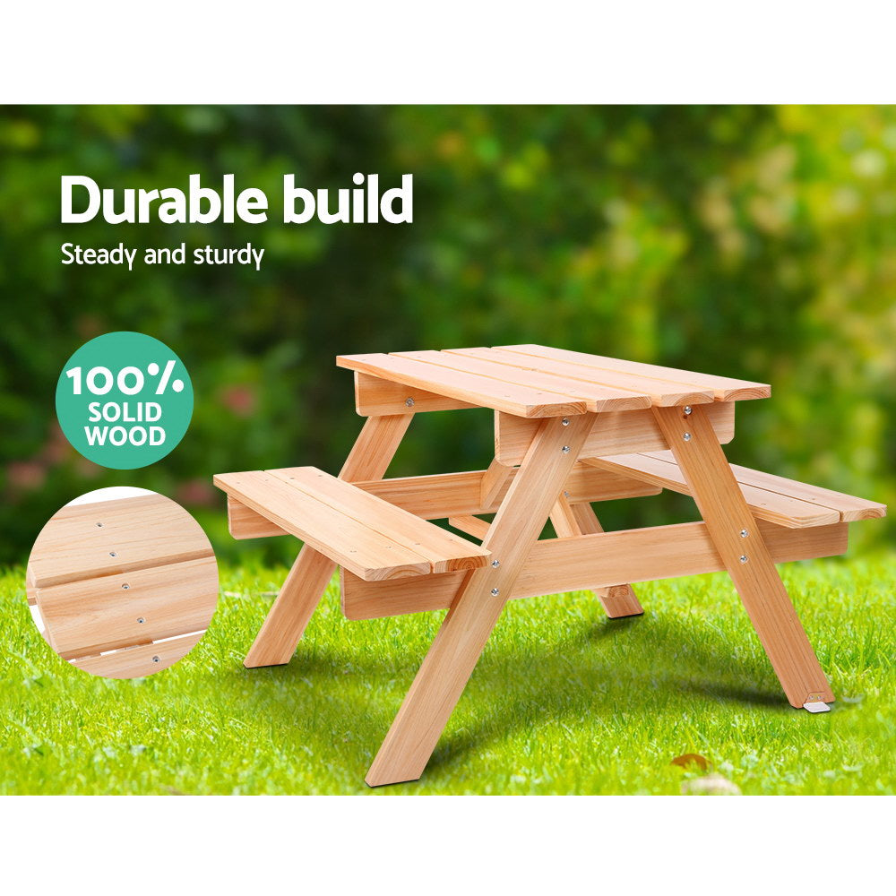 NNEDSZ Kids Wooden Picnic Bench Set-2