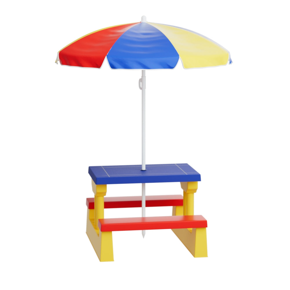 Keezi Kids Outdoor Table and Chairs Set Picnic Bench Umbrella Children Indoor-2