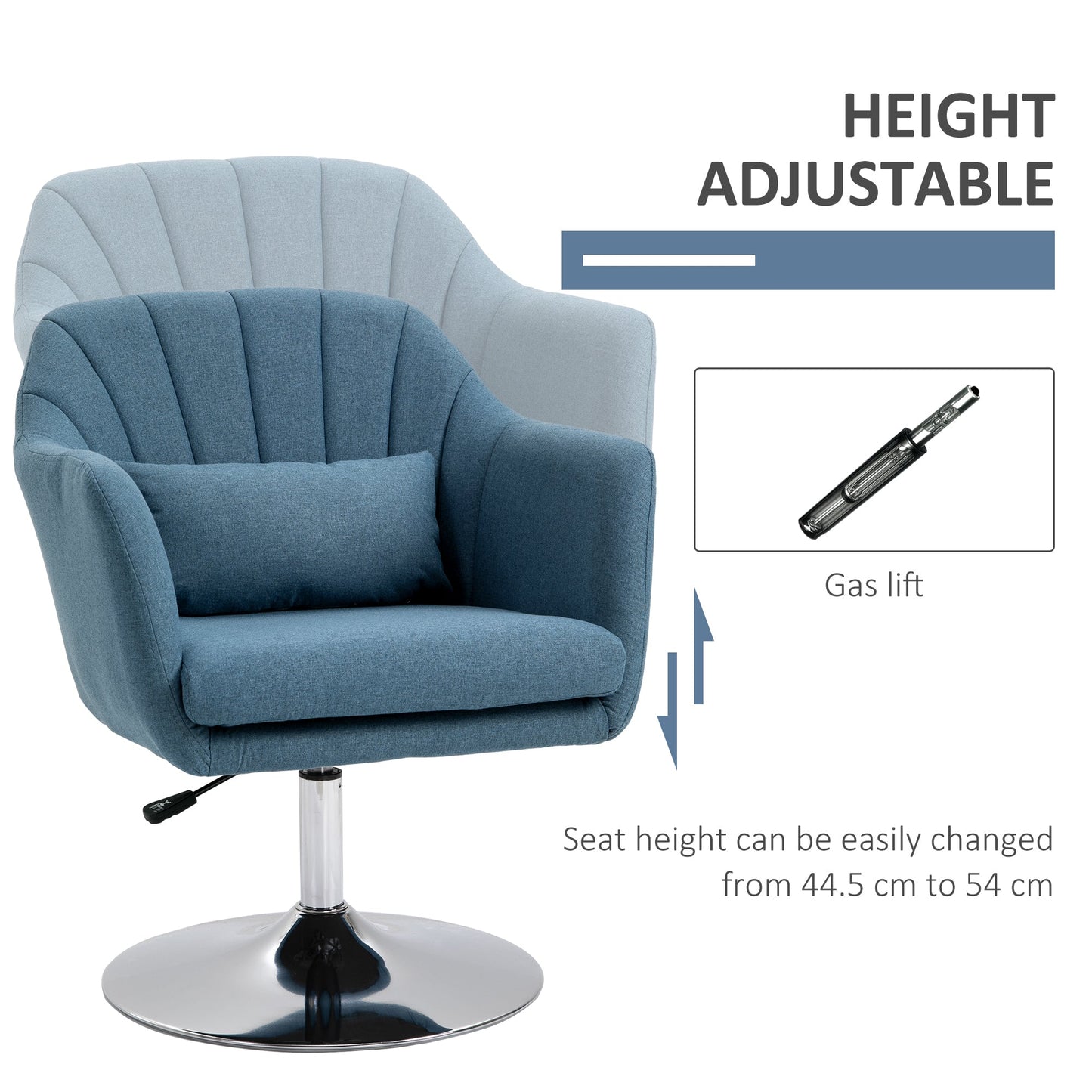 Retro Swivel Accent Chair with Adjustable Height and Lumbar Support - Beige-3