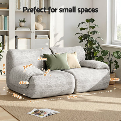 Artiss 2 Seater Sofa Modular Sectional Sofas Couch Bed No Assembly Living Room Grey-2