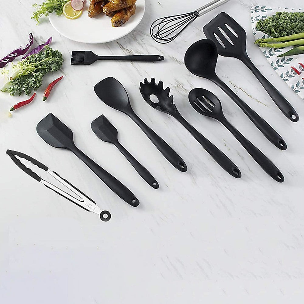 NNEDSZ 11pcs Kitchen Utensil Set Silicone Heat-Resistant Non-Stick Kitchen Utensils kit-1