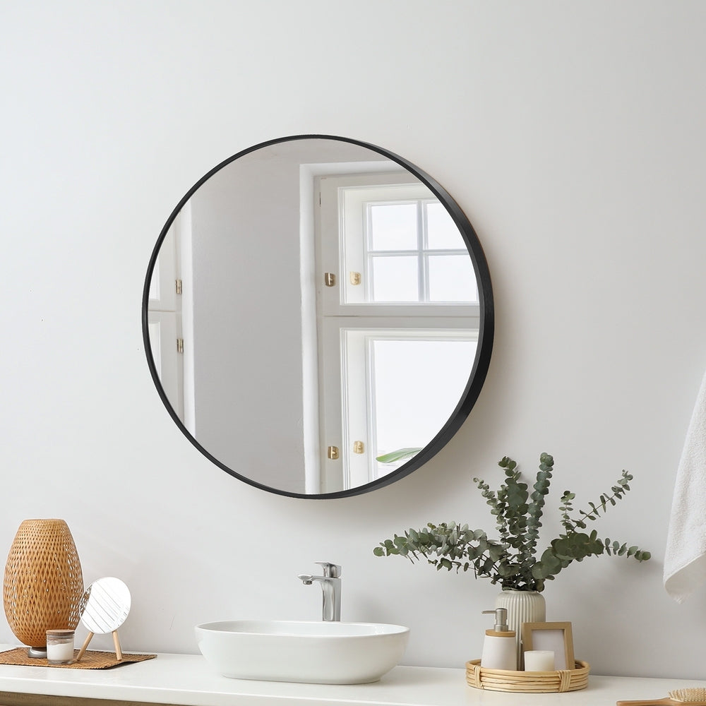 NNEED Wall Mirrors Round 50cm Black-1