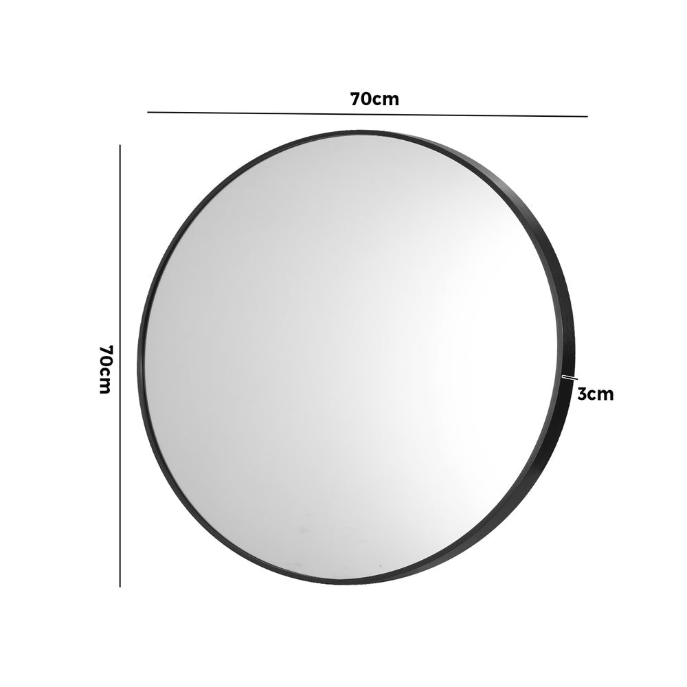 NNEED Wall Mirrors Round 70cm Black-4