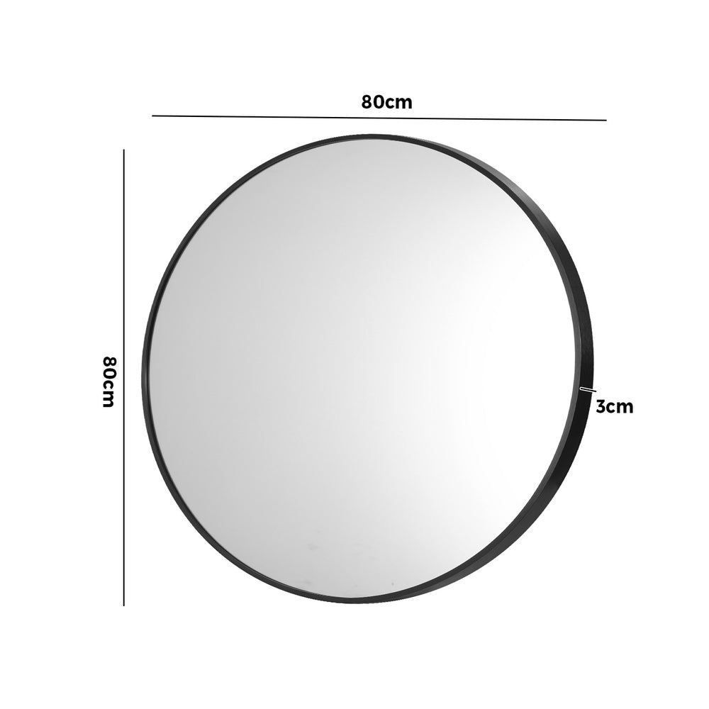 NNEED Wall Mirrors Round Black 80cm-1
