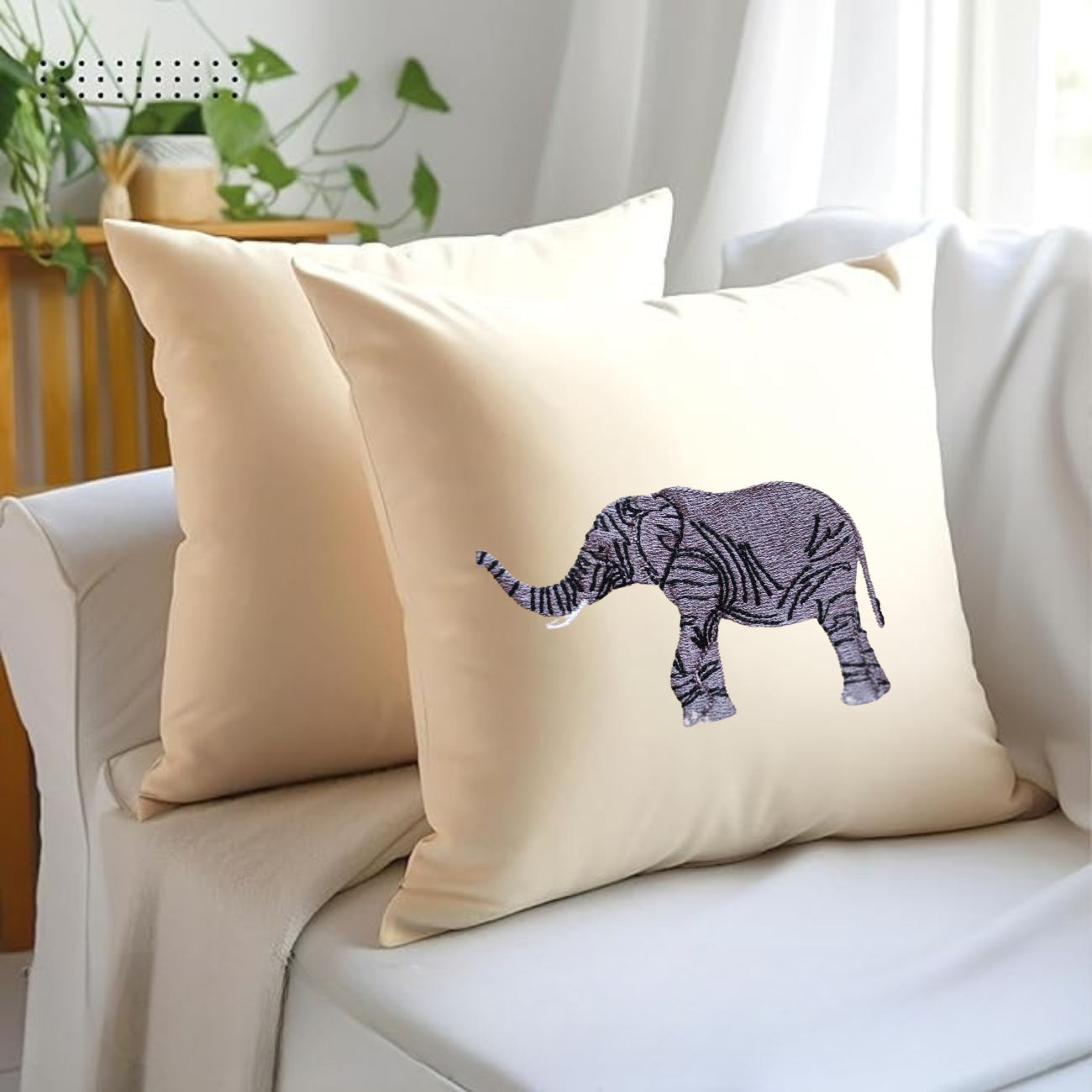 Cushion Covers- Elephant Embroidery-0