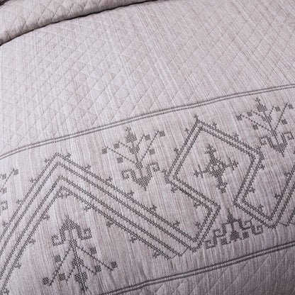 DaDa Bedding Whimsical Lavender Grey Cottage Soft Quilted Coverlet Bedspread Set (JHW866)-1