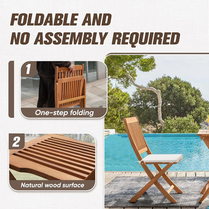 Acacia Wood Outdoor Folding Patio Bistro Set 3 Piece Table And Chairs-3