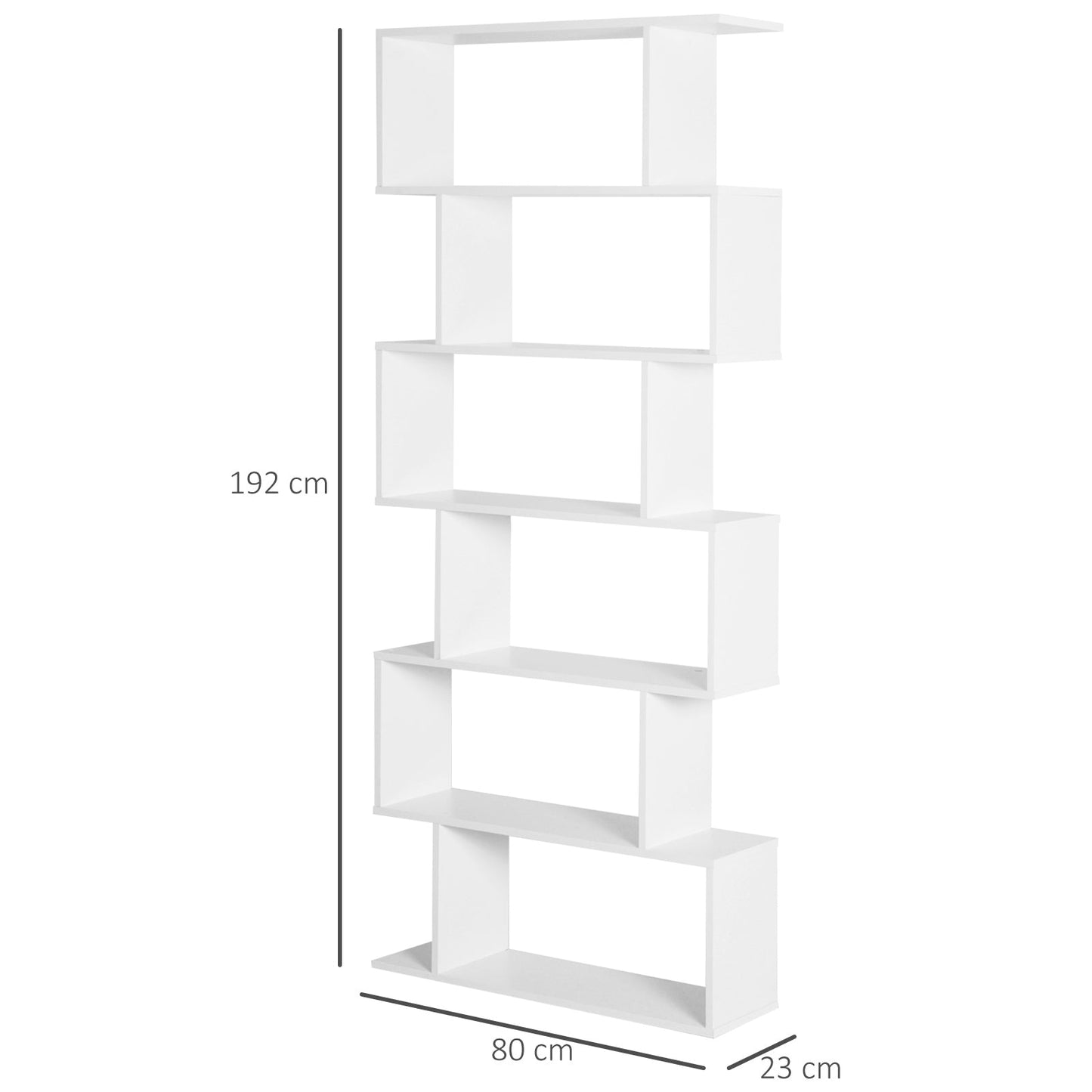 Wooden Wood S Shape Storage Display 6 Shelves Room Divider Unit Chest Bookshelf Bookcase Cupboard Cabinet Home Office Furniture, White-2
